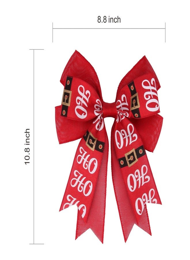Meseey 2 Pcs Large Santa Belt Burlap Ribbon Bow 10.8 x 8.8 Inch Red and Black Hoho Wreath Decoration Bows for Baby Shower Party Holiday Gift Wrapping Basket Ornaments Bunting DIY Crafts (Hoho) - Image 2